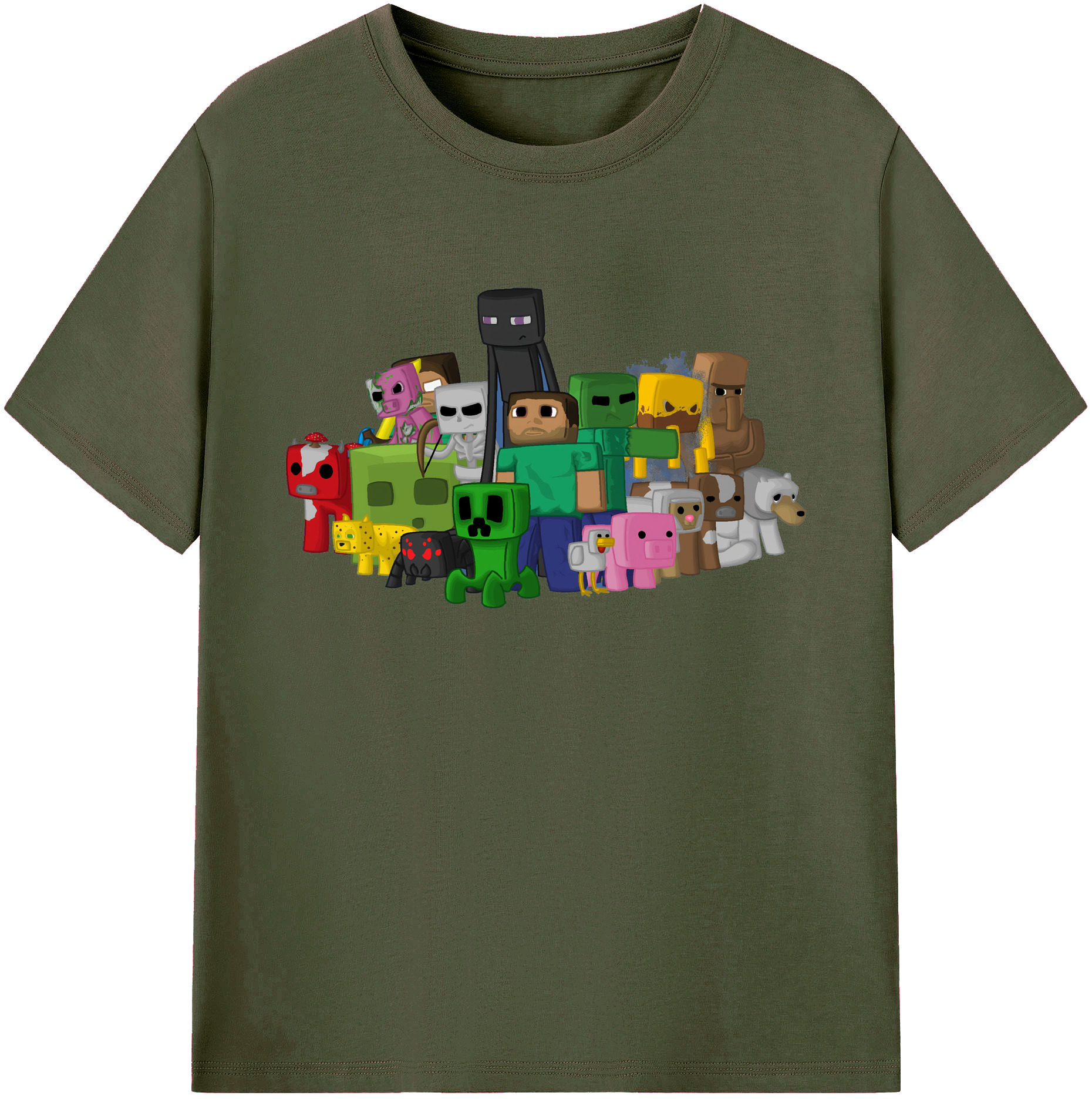 （画像用） マインクラフト ブロックの世界 Minecraft MC Block world 綿100％ メンズ半袖Tシャツ｜肌触りやわらか＆通気性